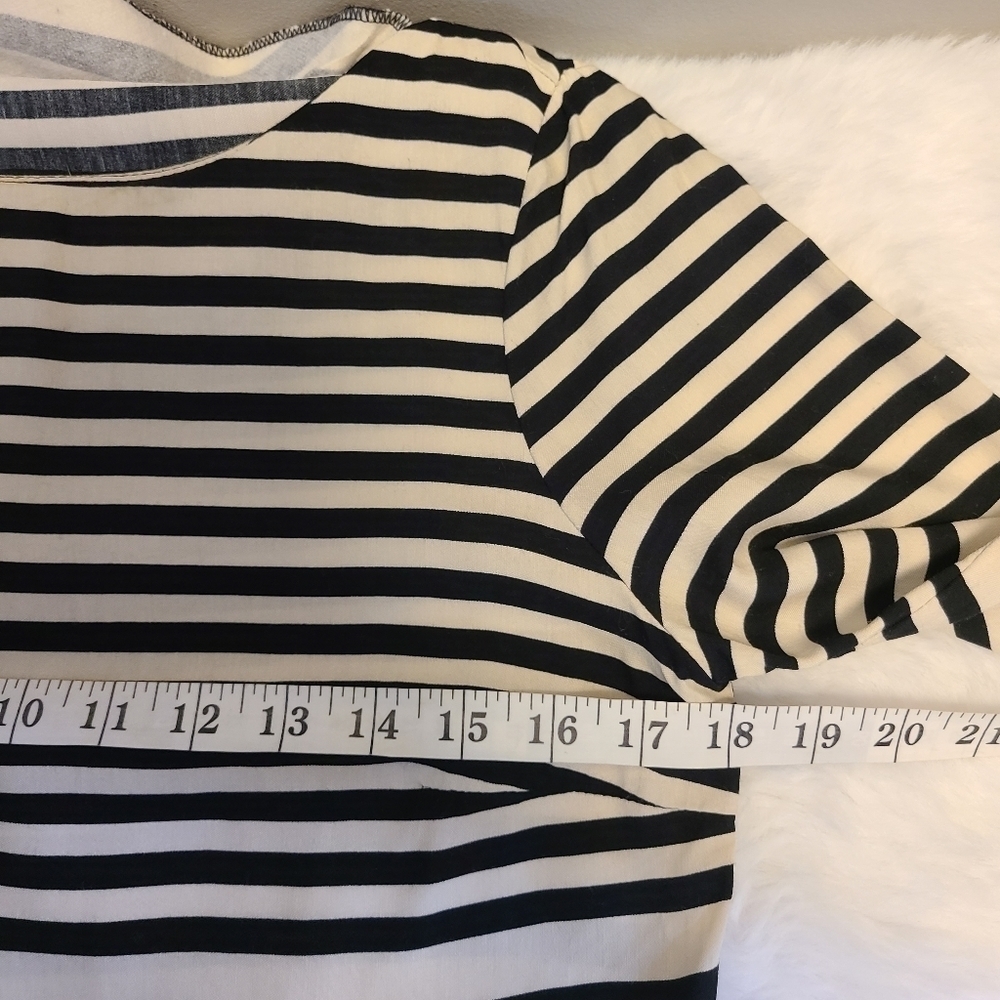 Zara Basic Ivory Black Dress Striped 3/4 Sleeve Sz Small Shift SheathExcellent - Picture 6 of 7